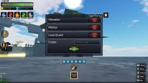 Broken Blade settings menu with codes input